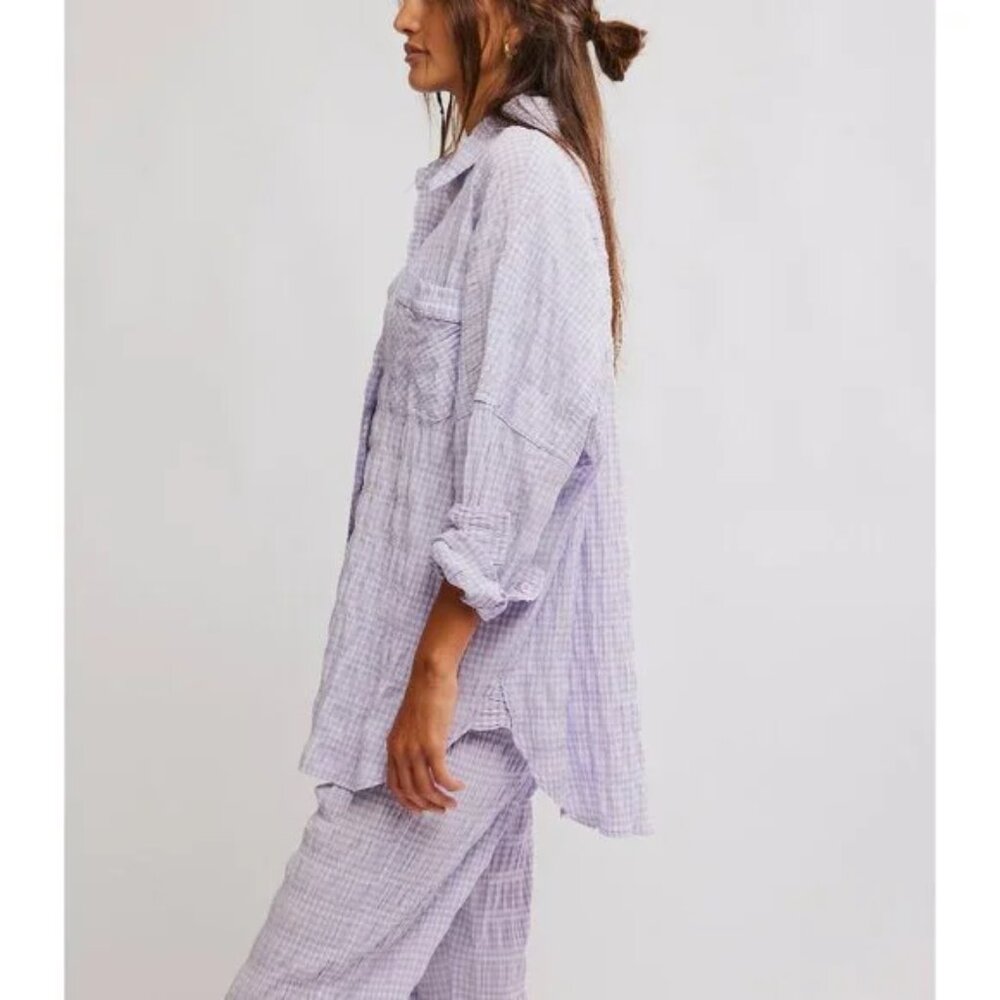 Free People Cloud Ten Sleep Shirt / Lilac Combo NWT - (S) - Picture 3 of 3